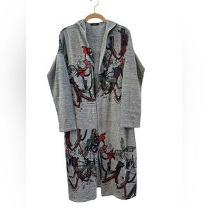 Inoah Abstract Art Hooded Duster Cardigan Wearable Art Lagenlook USA